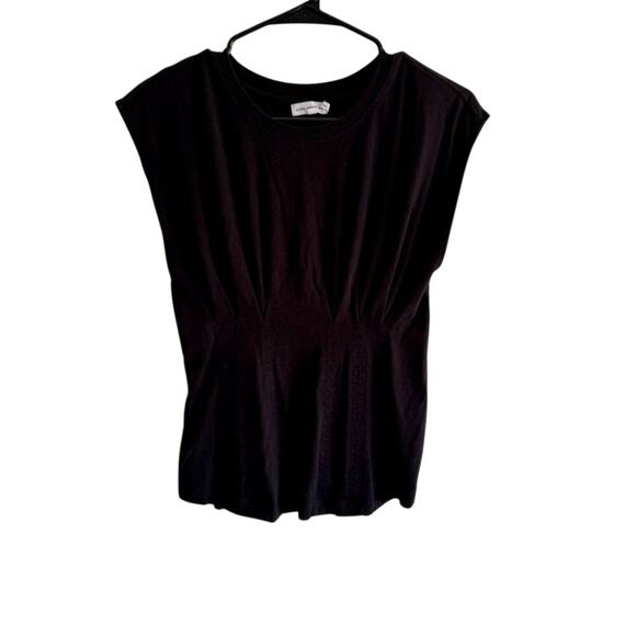 Good American Womens 2 M Black Pleated Basic Shirt Basic Essential - Picture 1 of 3